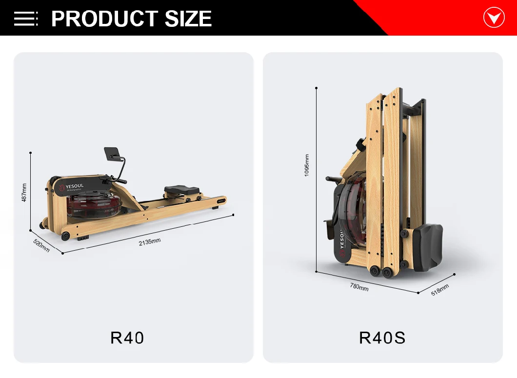 Yesoul Wooden Water Rower Machine Folding Rower Machine Indoor Gym Rowing Machine Home Exercise Rower Water Rower